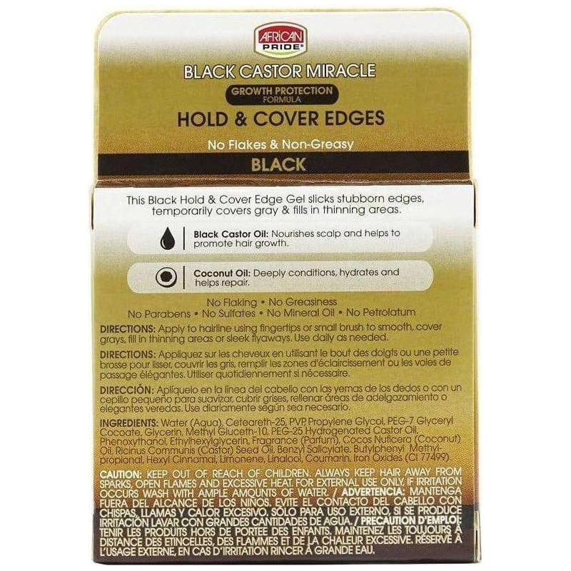 African Pride Black Castor Miracle Hold & Cover Edges Black 64g - Image 2