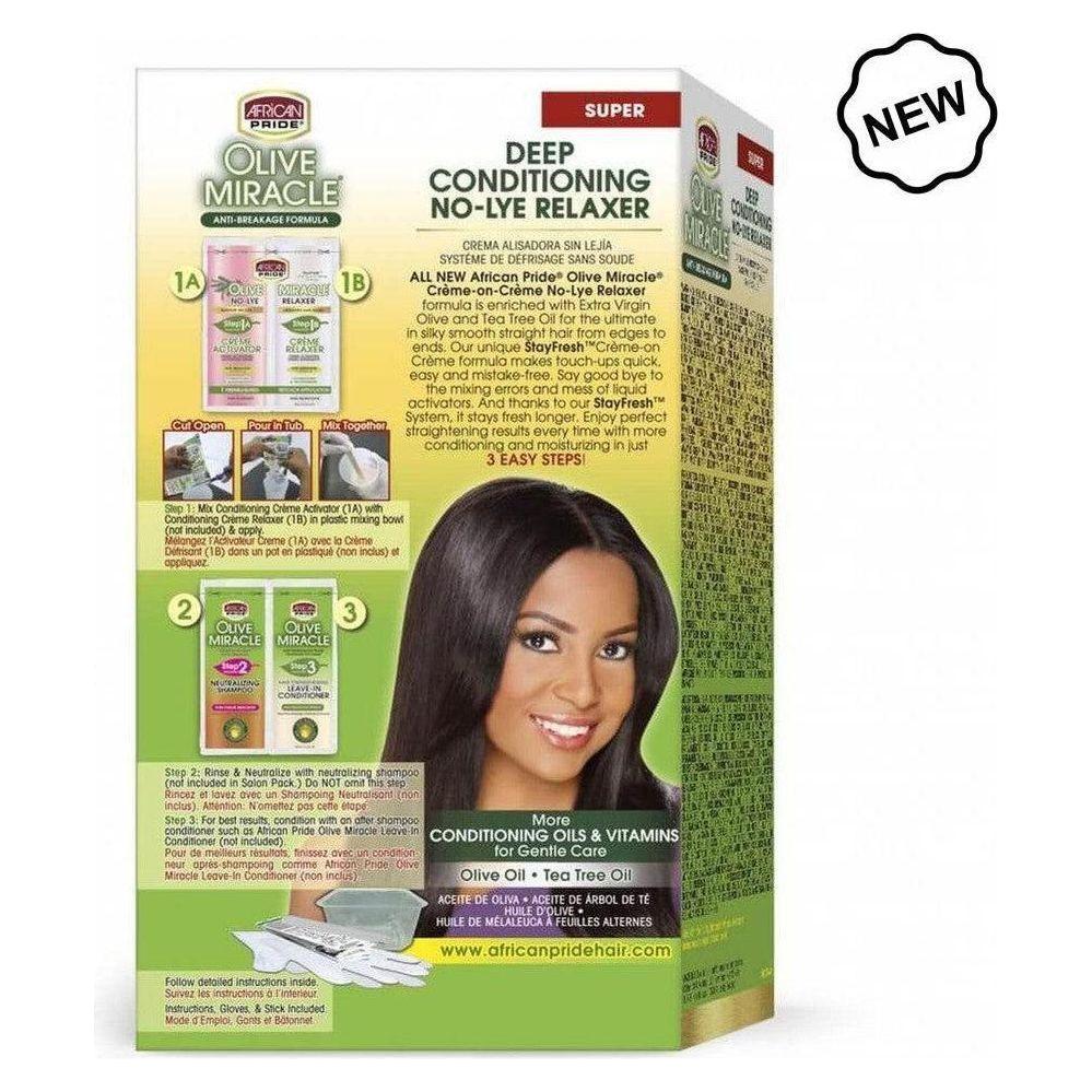 African Pride Olive Miracle Deep Conditioning No-Lye Relaxer Super 1 Touch-Up Kit - Image 2