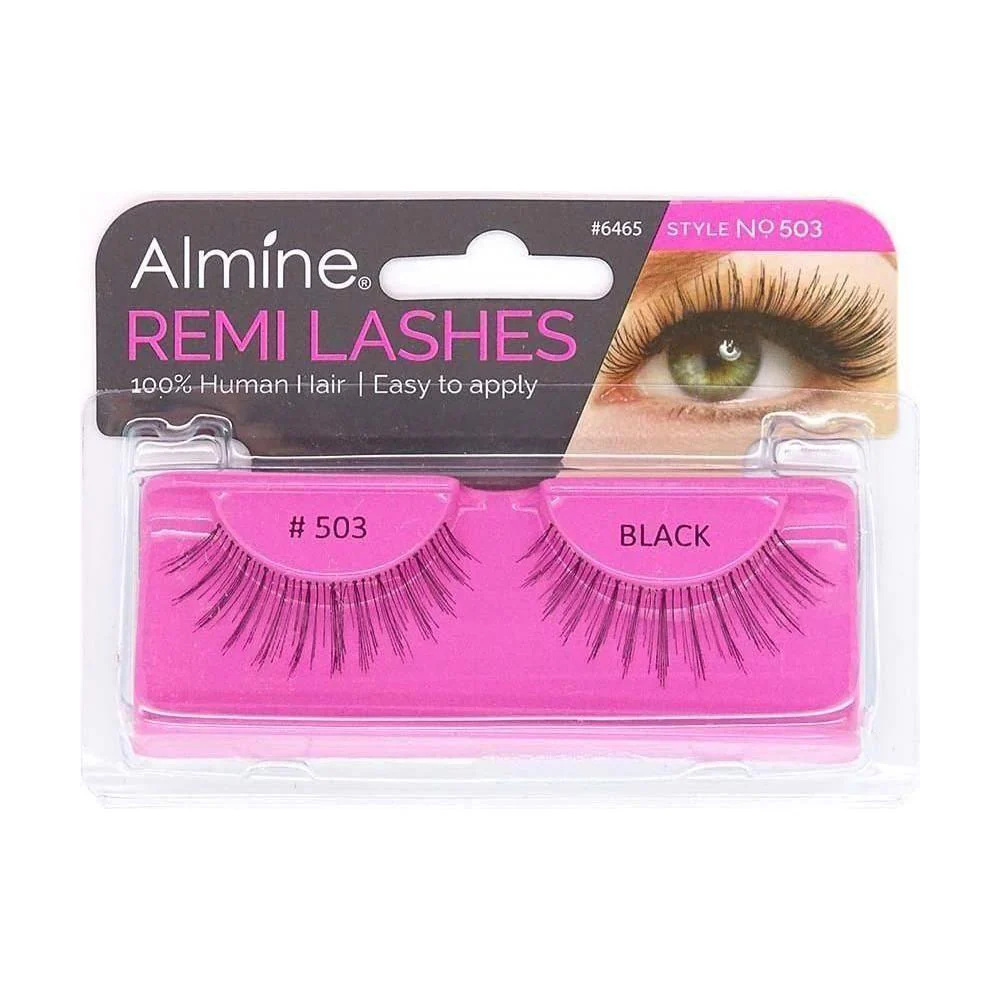 Almine Eyelashes Black 100% Remi Human hair - Image 58