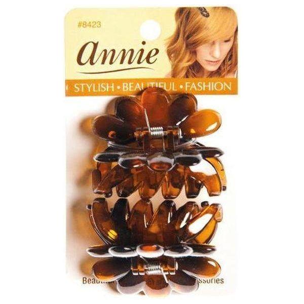 Annie Short Teeth Flower Clips/Haarklammern, 5,5Cm, Tortoise, pack of 2