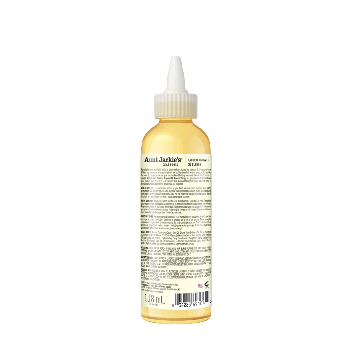 Aunt Jackie's Balance! Growth Oil Blend Grapeseed & Avocado 118ml - Image 2