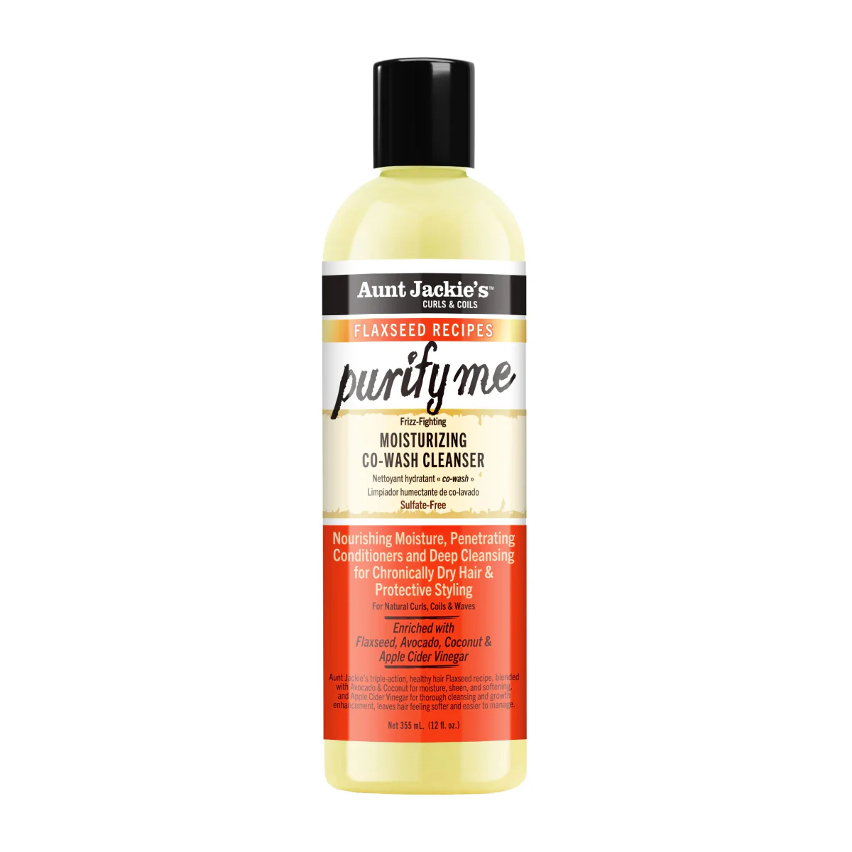 Aunt Jackie's Curls & Coils Flaxseed Recipes Purify Me Moisturizing Co-Wash Cleanser 355ml