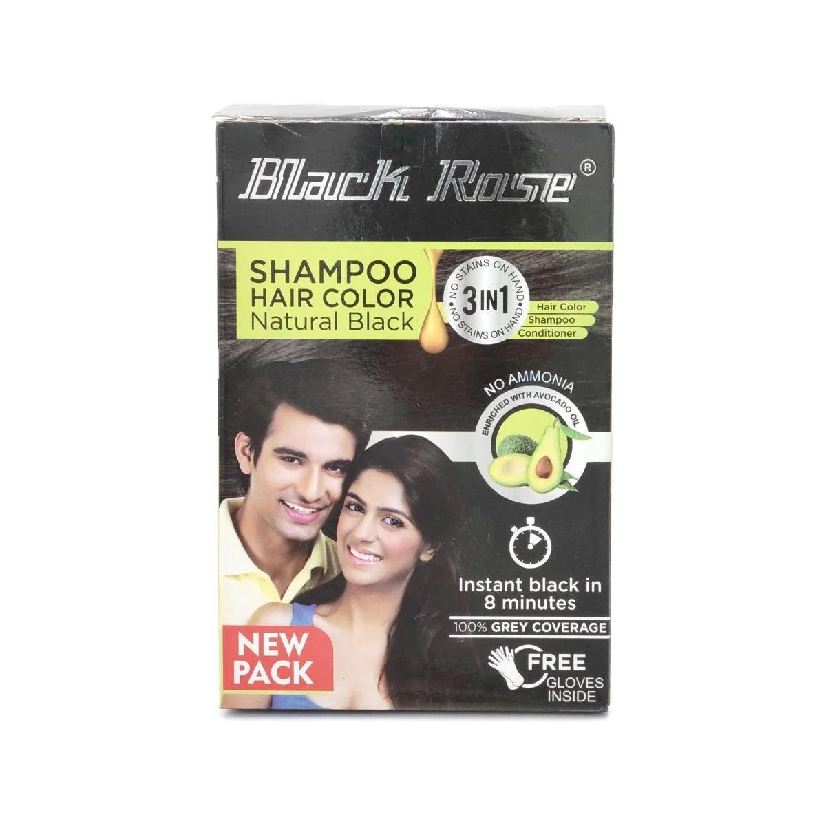 Black Rose Shampoo Hair Color Natural Black 3 in 1
