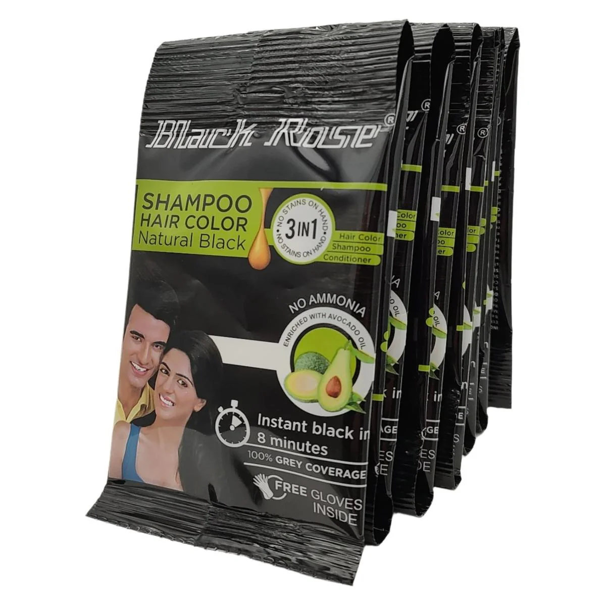 Black Rose Shampoo Hair Color Natural Black 3 in 1 - Image 2