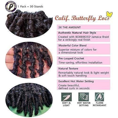 BOBBI BOSS 3X Calif. Butterfly Locs Pre-Looped Crochet Braid Kunsthaar 18" - Image 3
