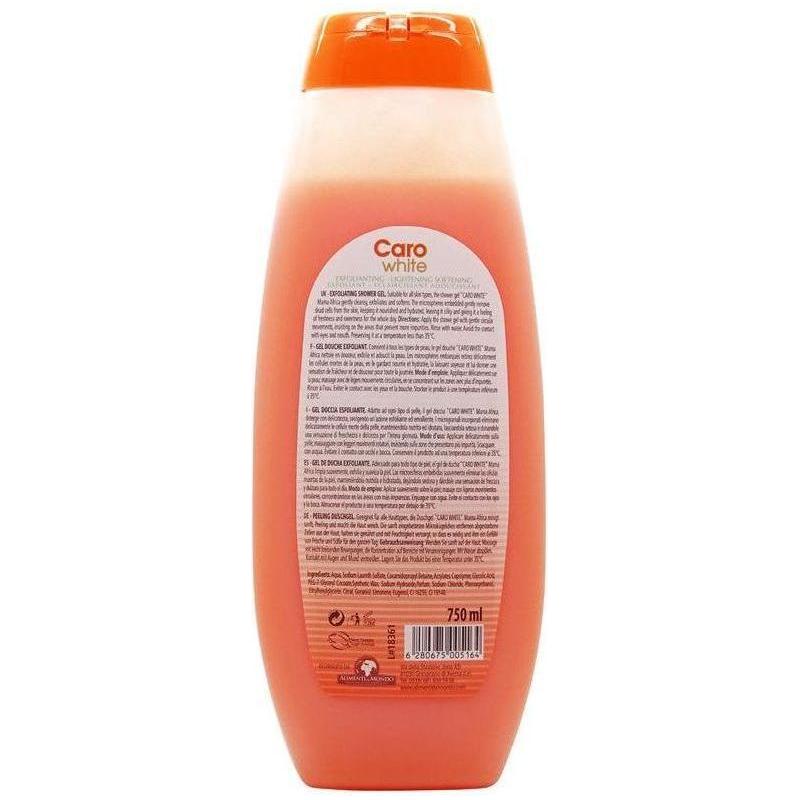 Caro White Shower Gel Exfoliating Lightening Softening 750ml - Image 2