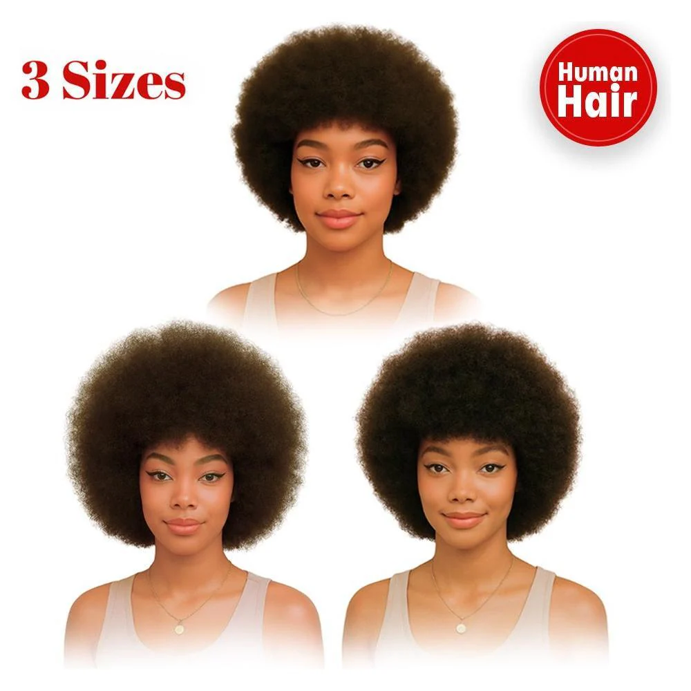 Dream Hair Afro Human Hair Wig Natural Color 12'' / 14'' / 16''
