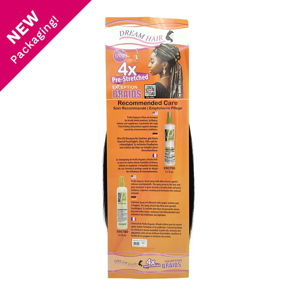Dream Hair Braids Exception 4x Pre Stretched 100% Kunsthaar 4 pcs, 170g - Image 3