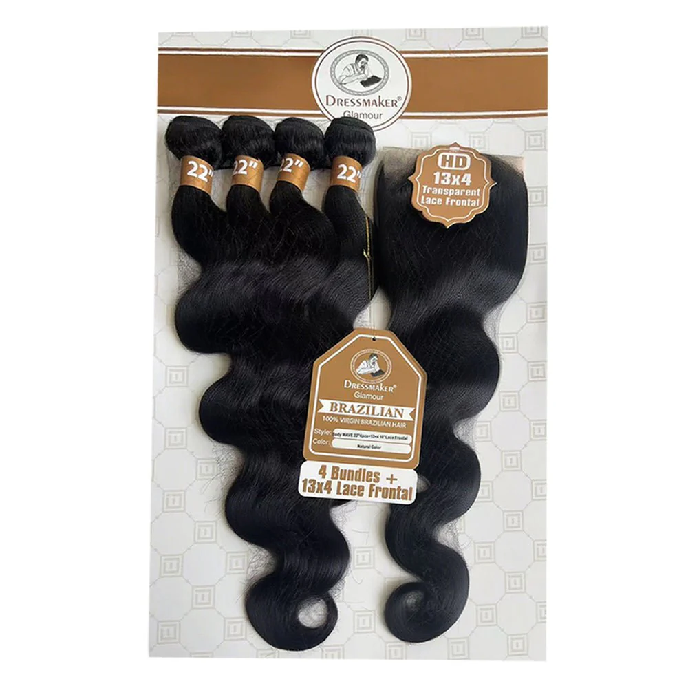 Dream hair Brazilian Hair Body Wave 4pcs + 14'' Lace Frontal (Natural Color) - Image 4