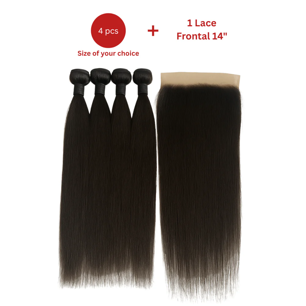 Dream hair Brazilian Hair Straight 4pcs + 14'' Lace Frontal (Natural Color) - Image 3