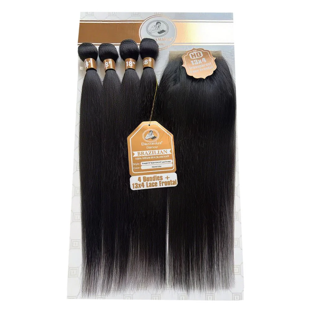 Dream hair Brazilian Hair Straight 4pcs + 14'' Lace Frontal (Natural Color) - Image 4