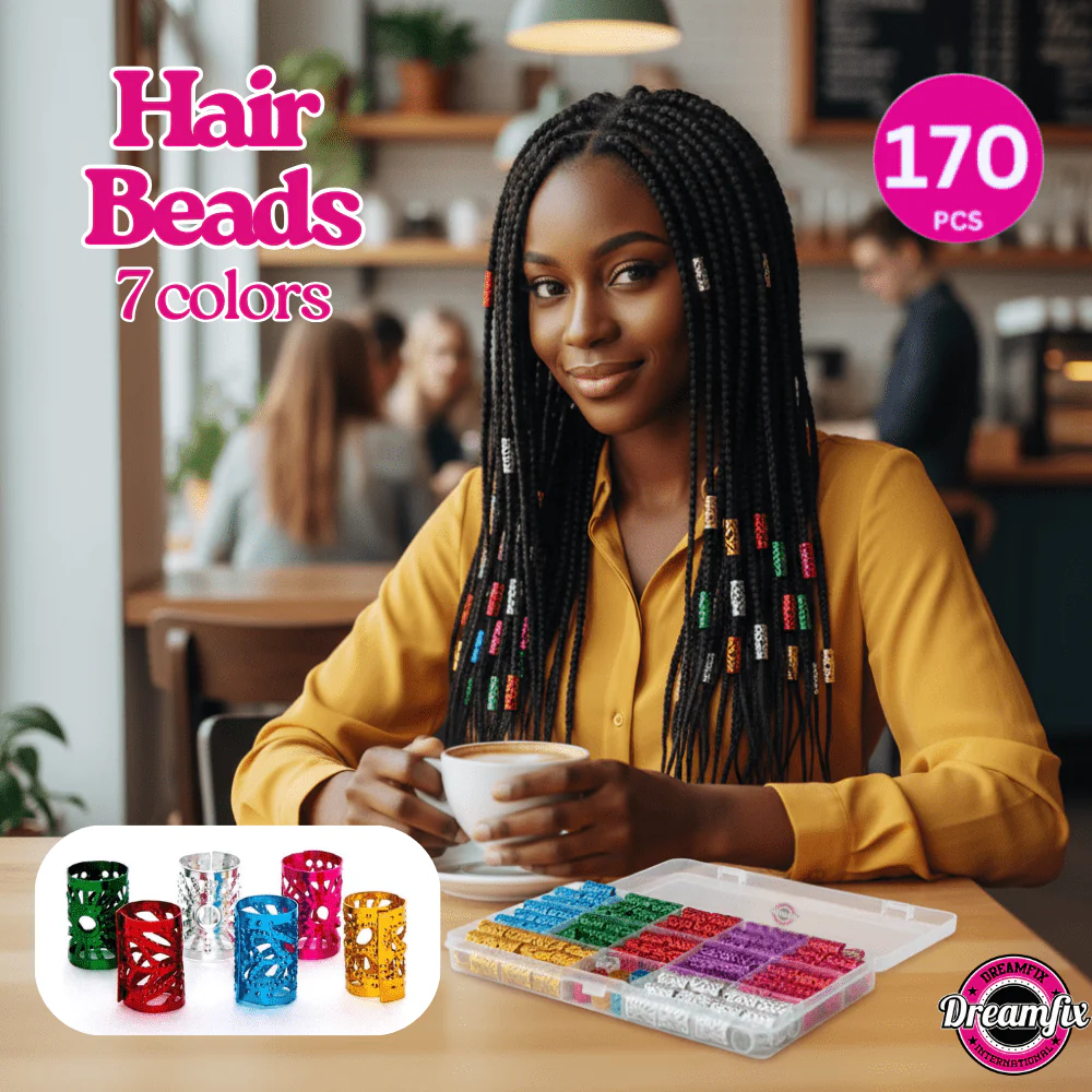 Dreamfix 170Pcs Hair Beads Vibrant Colors 7 Colors