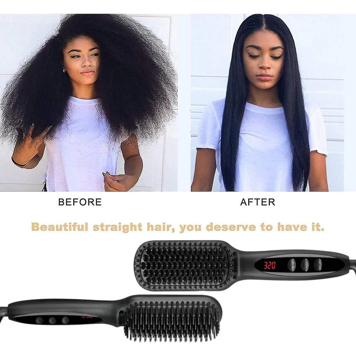 Dreamfix 2 In 1 Electric Ceramic Straightening Comb Rotating Brush 110-240V 50/60HZ 45-65W