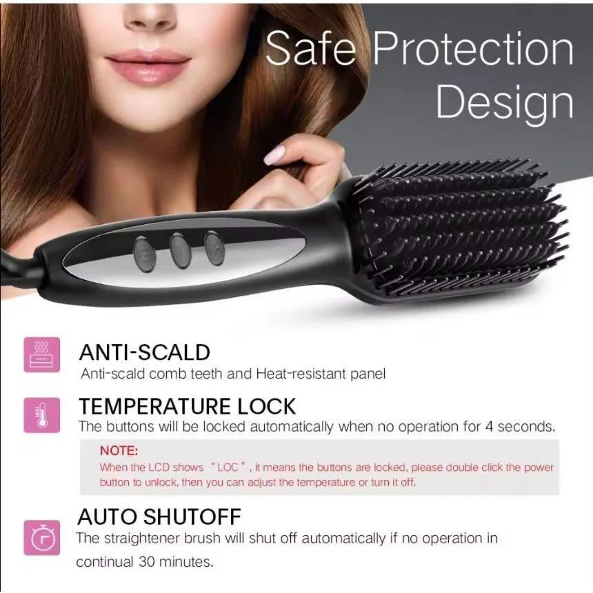 Dreamfix 2 In 1 Electric Ceramic Straightening Comb Rotating Brush 110-240V 50/60HZ 45-65W - Image 4