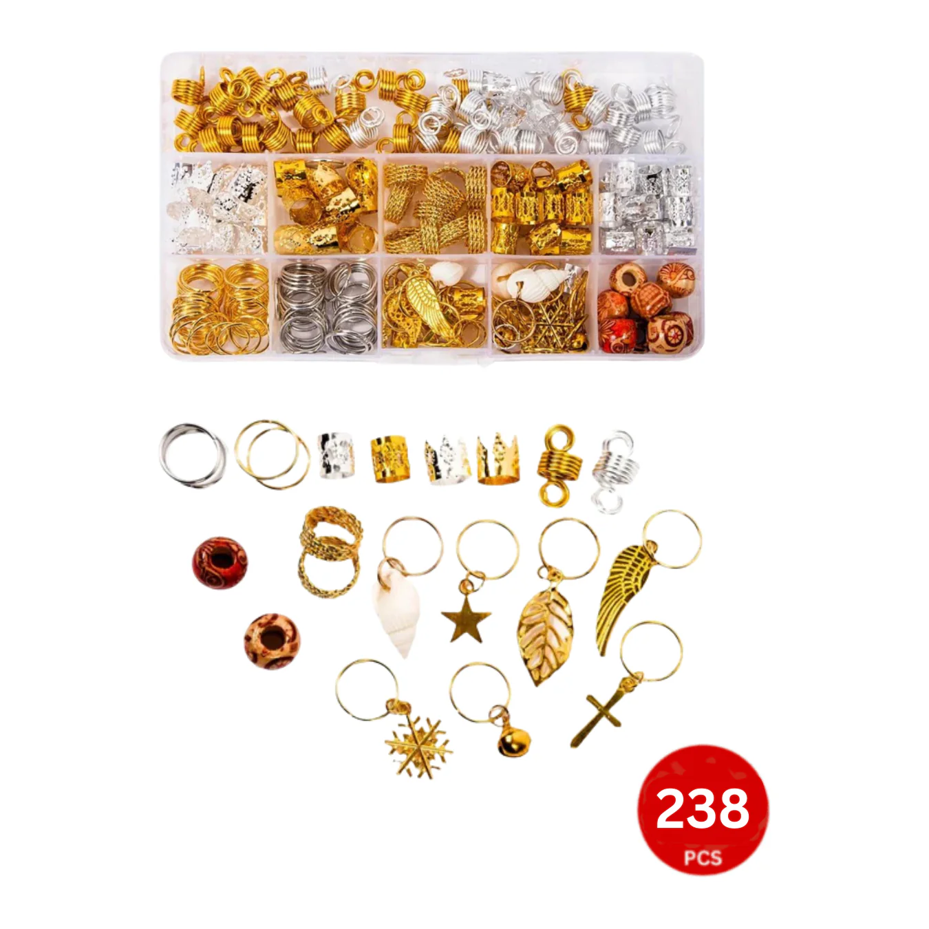 Dreamfix 238pcs Braiding Hair Rings 20 Styles - Image 2