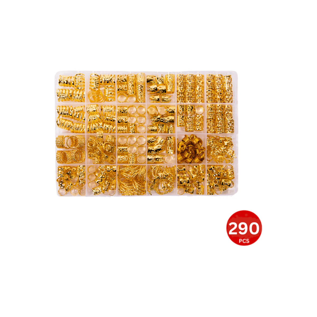 Dreamfix 290Pcs Hair Rings & Bead Jewelry 11 Style Gold - Image 5