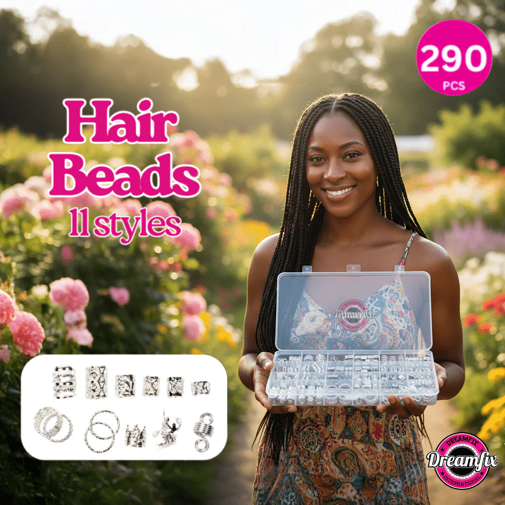Dreamfix 290Pcs Hair Rings & Bead Jewelry 11 Style Silver