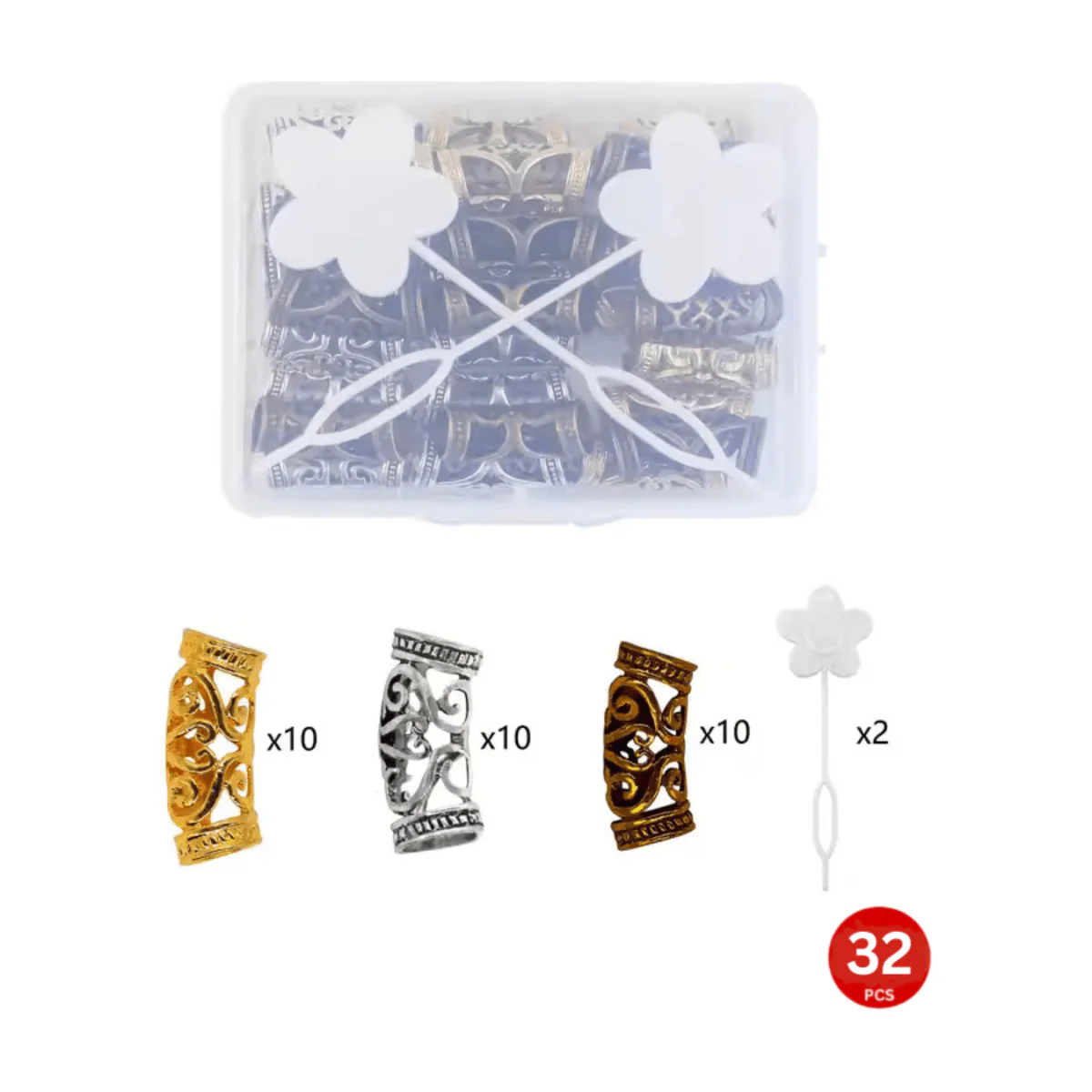 Dreamfix 32Pcs African Hair Beads 4 Styles - Image 2