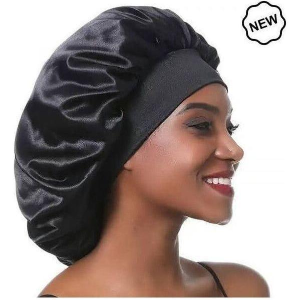 Dreamfix Black Satin Bonnet For Sleeping & Showering - Image 2