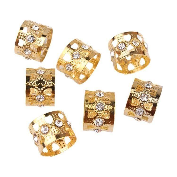 Dreamfix Gold Rhinestone Metal Hair Cuff Clip Beads 24pcs