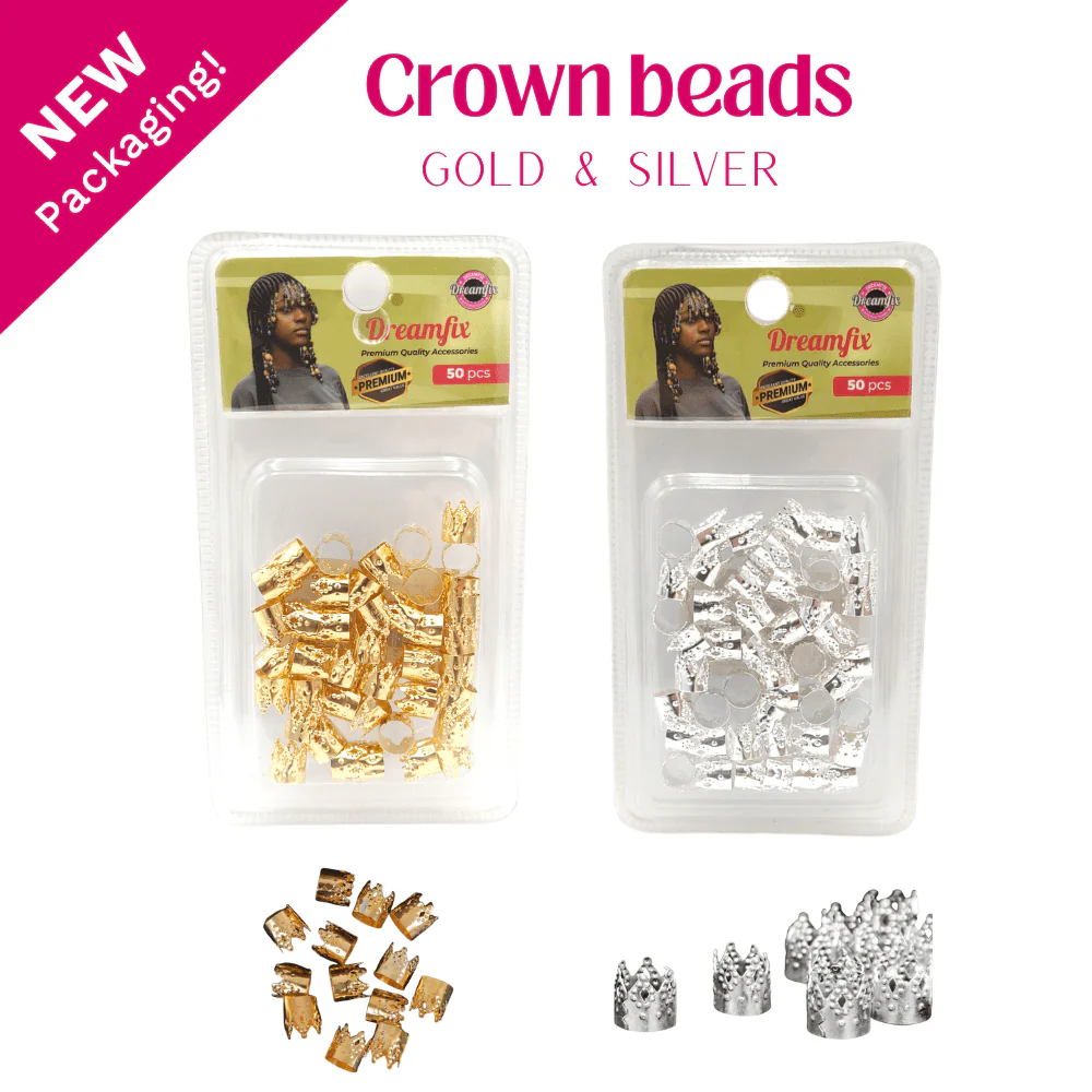 Dreamfix Gold & Silver Crown Buckle Hair Beads Ring 24pcs - Image 2