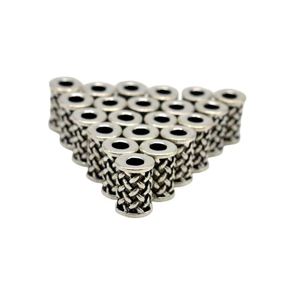 Dreamfix Large Hole Tibetan Style Silver Hair Beads 12pcs