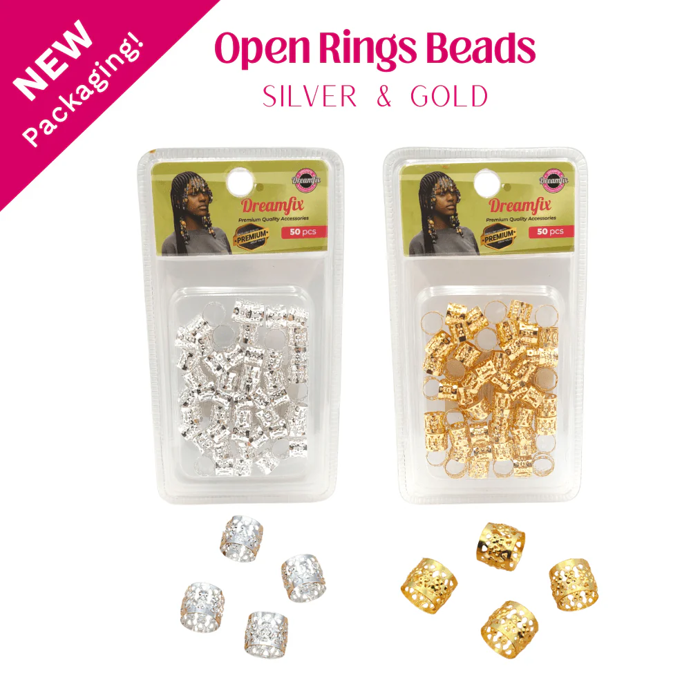 Dreamfix Open Rings Hair Beads Gold &Silver 50Pcs - Image 2