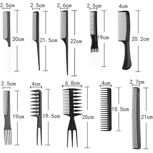 Dreamfix Rat Tail Comb Set 10pcs - Image 2