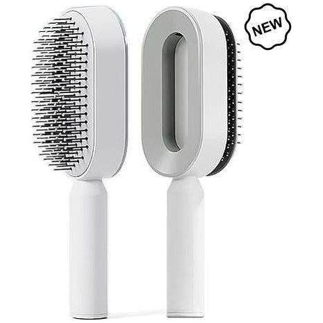 Dreamfix Self Cleaning Hair Detangling and Scalp Massager Brushes White/Purple - Image 2