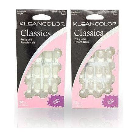 Kleancolor Classics Pre-glued French Nails 24 Pcs of 12 Sizes