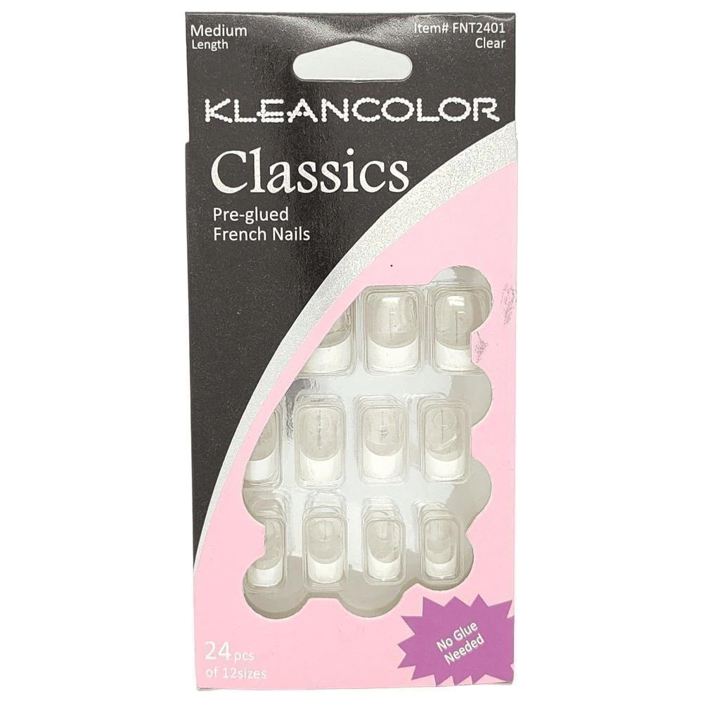 Kleancolor Classics Pre-glued French Nails 24 Pcs of 12 Sizes - Image 3