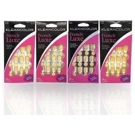 Kleancolor French Luxe Pre-glued French Nails With Tabs 24 Pcs Of 12 Sizes