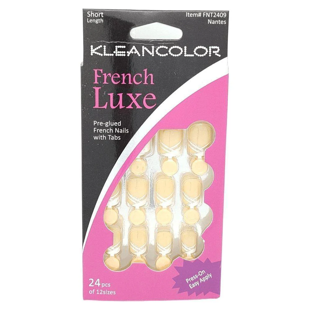 Kleancolor French Luxe Pre-glued French Nails With Tabs 24 Pcs Of 12 Sizes - Image 9