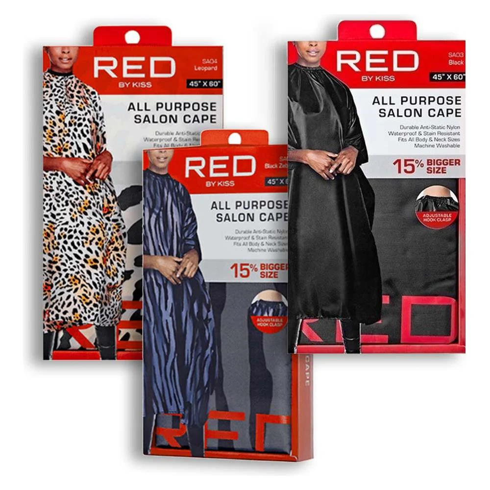 Red By Kiss All Purpose Salon Cape 45* X 60* Black/Leapard/Zebra Black