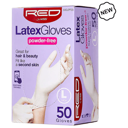 Red By Kiss Latex Gloves Powder-Free 50 Pcs S/M/L/XL - Image 3