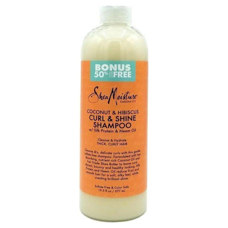 Shea Moisture Coconut & Hibiscus Curl & Shine Shampoo [Bonus 50% Free] 19.5 oz