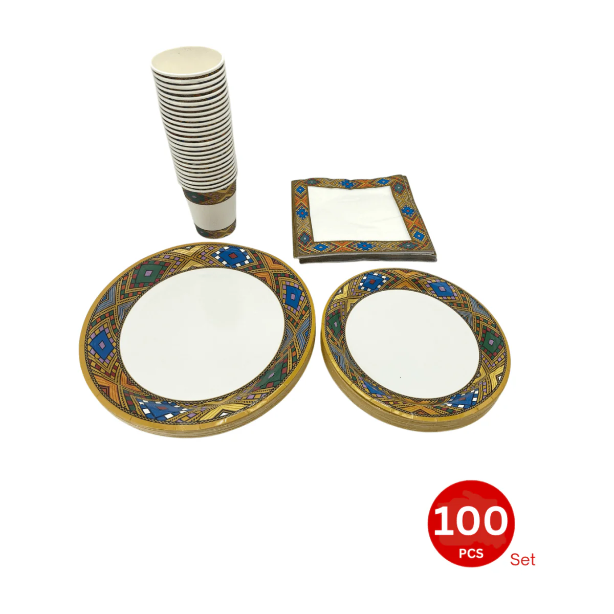 Shewhat Disposable party set 100pcs (9''+7''+cup+Napkin) x25