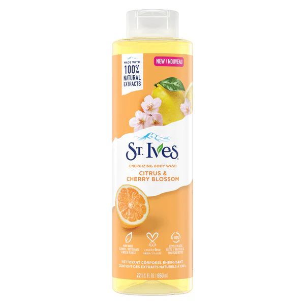 St.Ives Energizing Body Wash Cirtus Cherry & Cherry Blossom 22 Oz