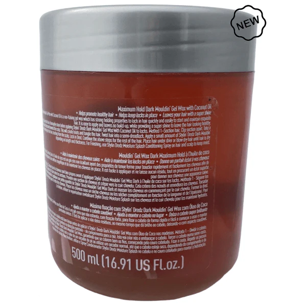 Stylin Dredz Maximum Hold Dark Mouldin' Gel Wax With Coconut Oil 500 ml - Image 2