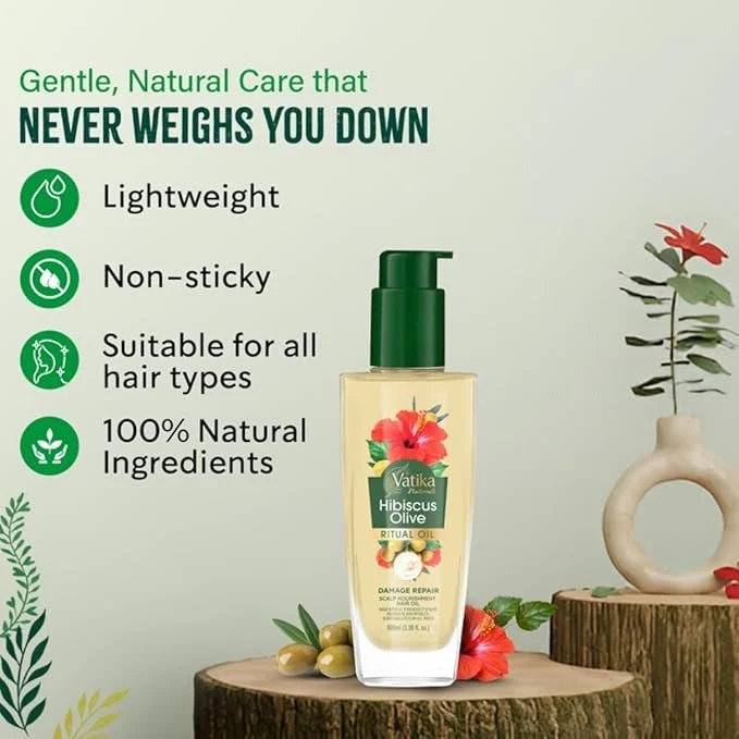 Vatika Naturals Rituals Hibiscus Olive Hair OIL 100ml - Image 2